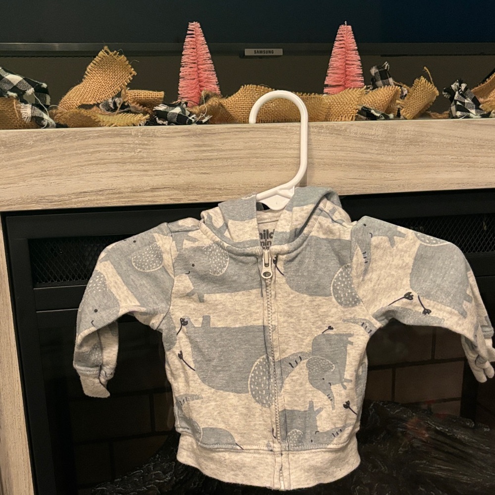 Gray Animal Print Baby Hoodie